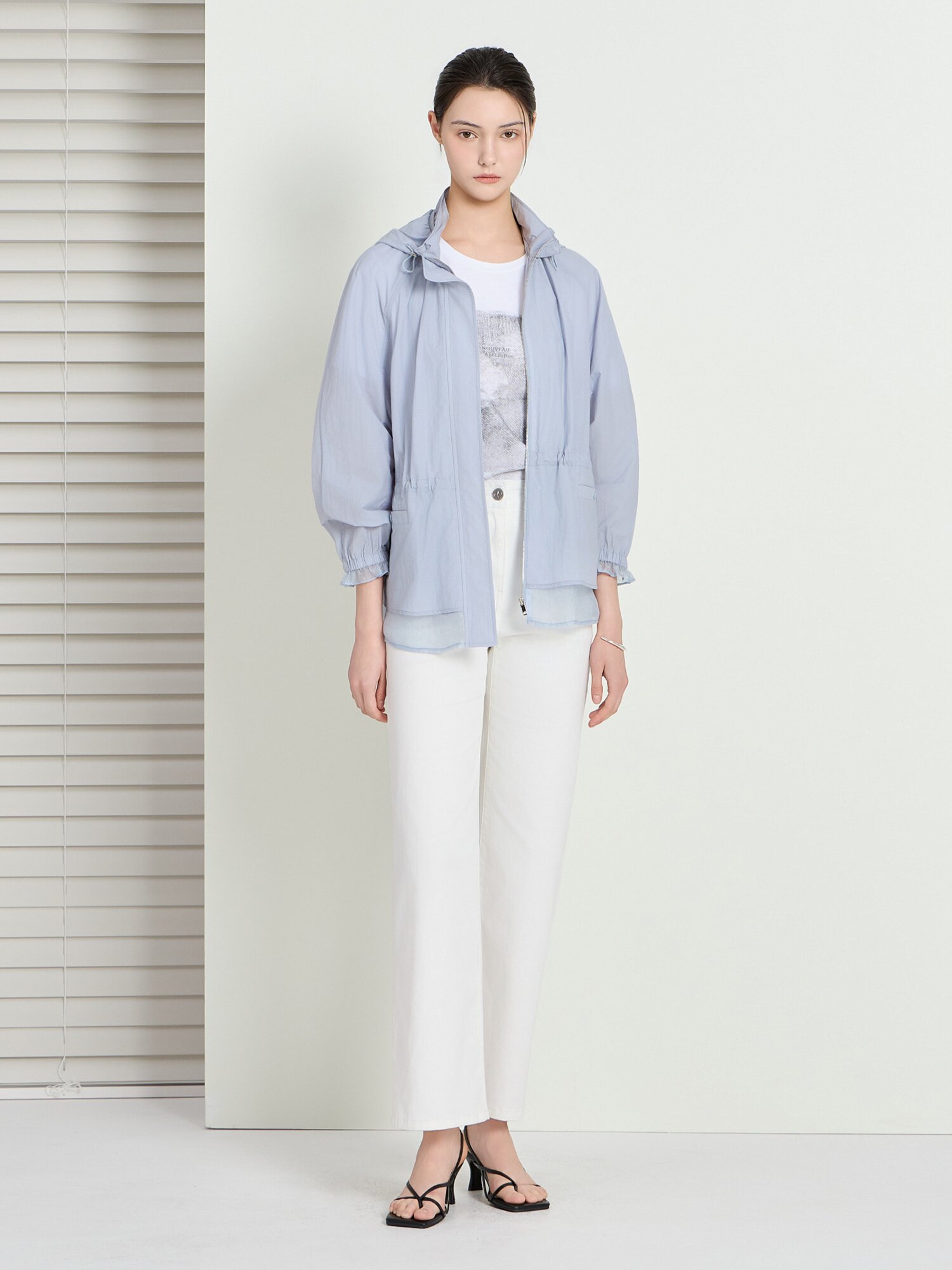 디테쳐블 후드 레이어 점퍼 (LIGHT BLUE)