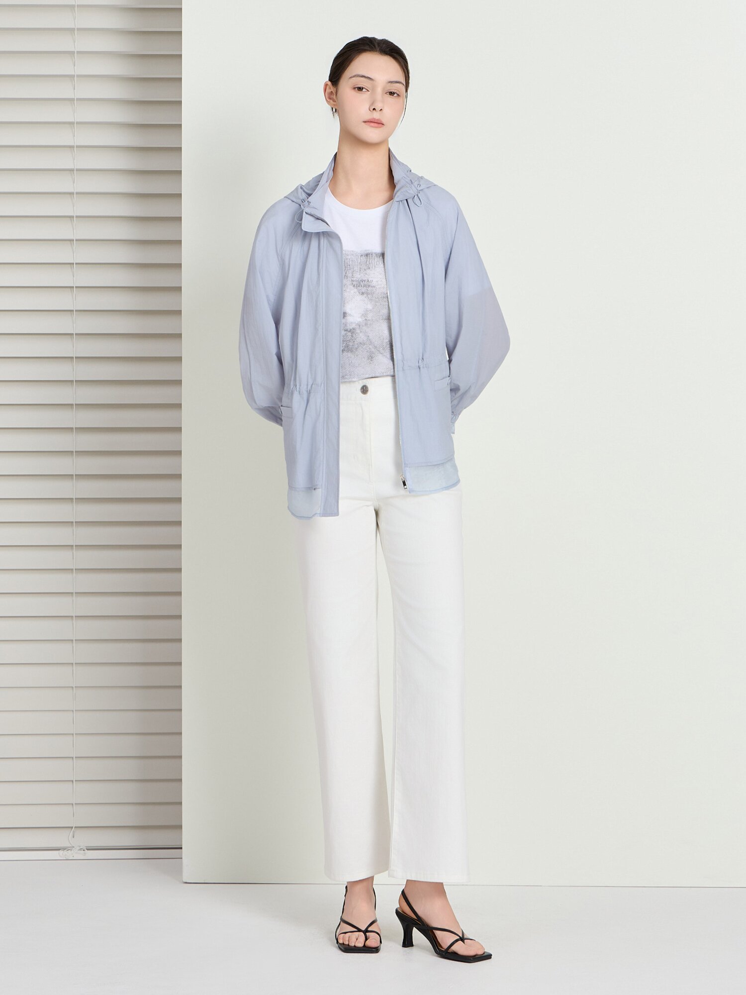 디테쳐블 후드 레이어 점퍼 (LIGHT BLUE)