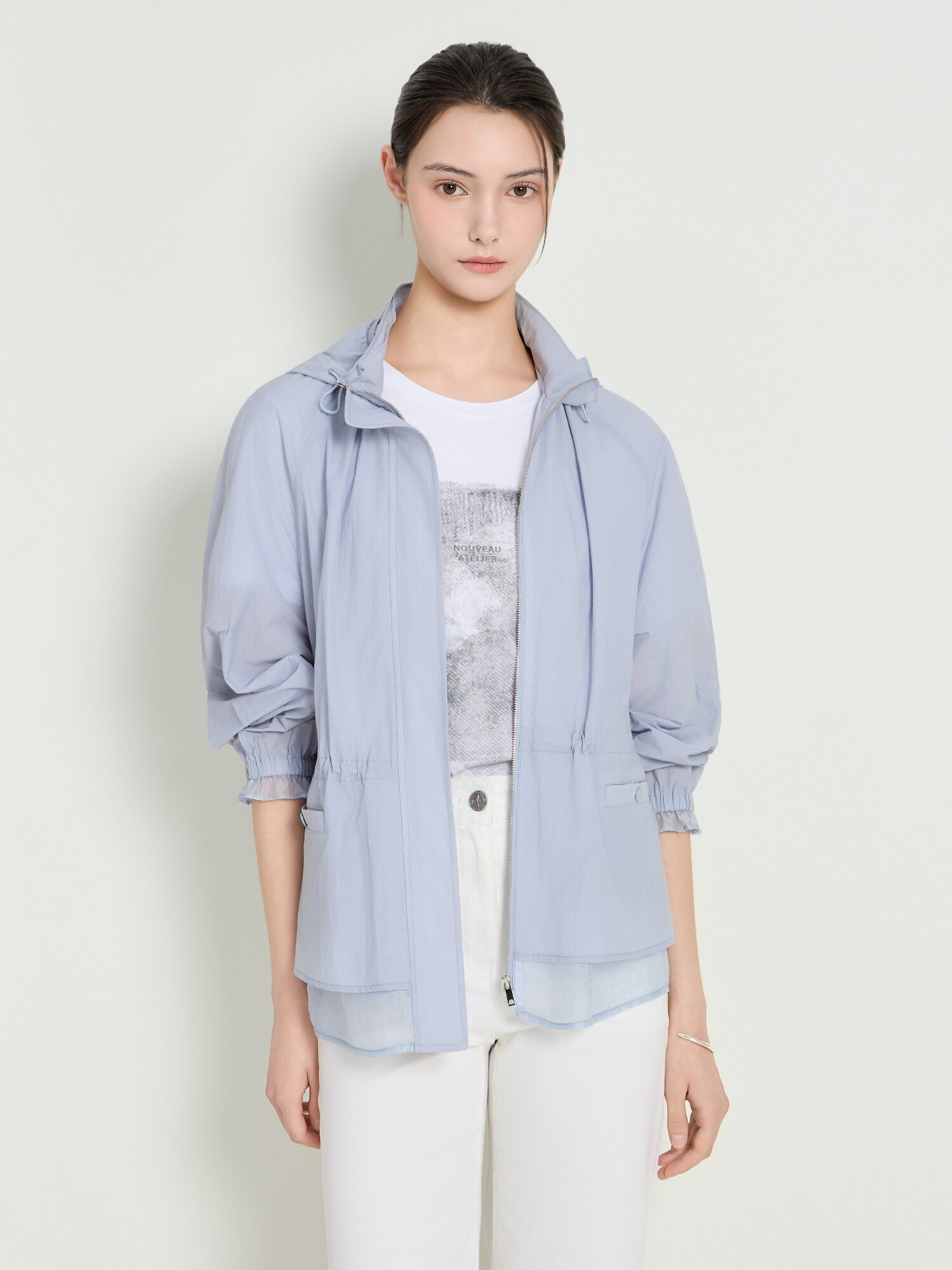 디테쳐블 후드 레이어 점퍼 (LIGHT BLUE)