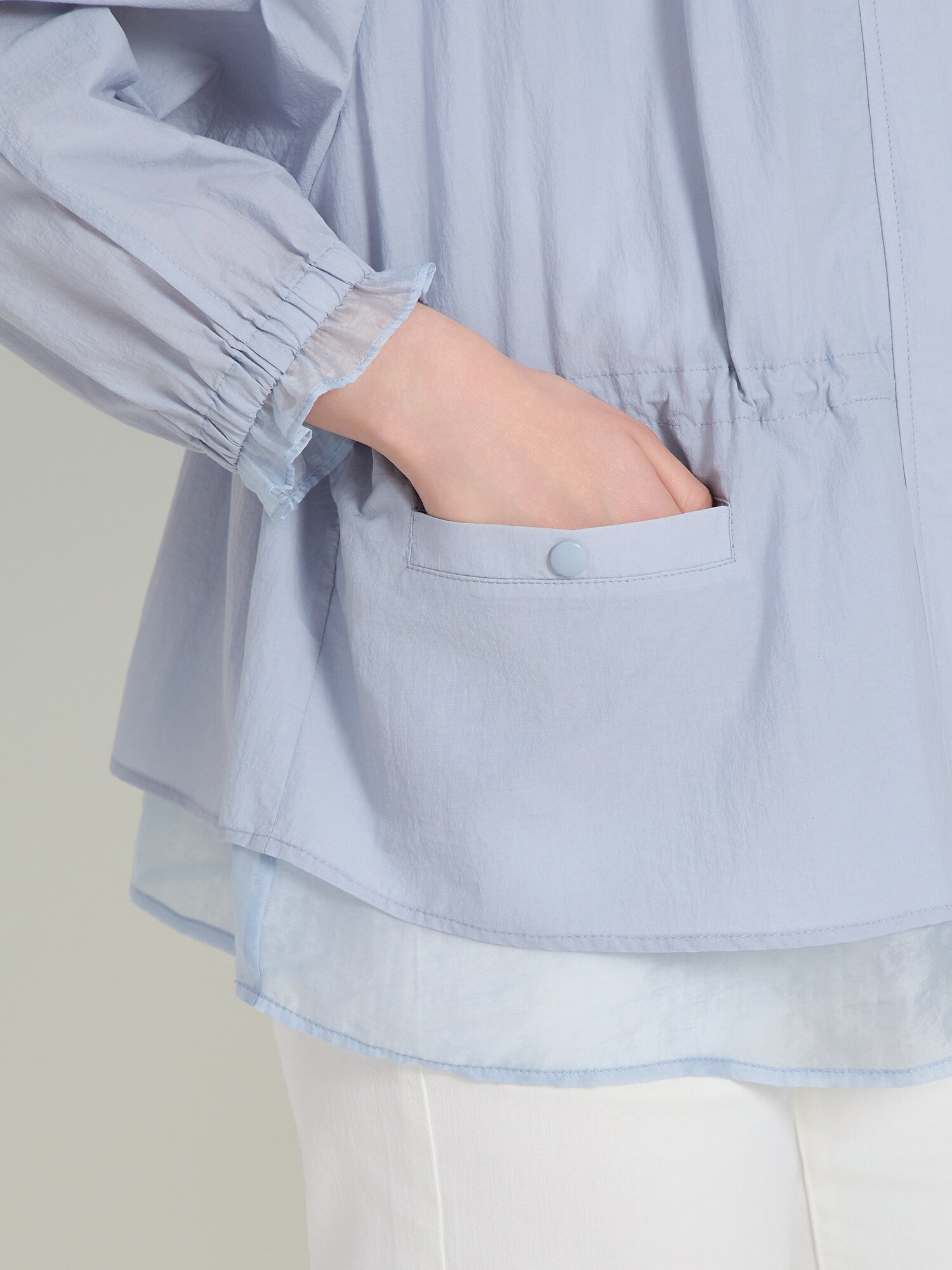 디테쳐블 후드 레이어 점퍼 (LIGHT BLUE)