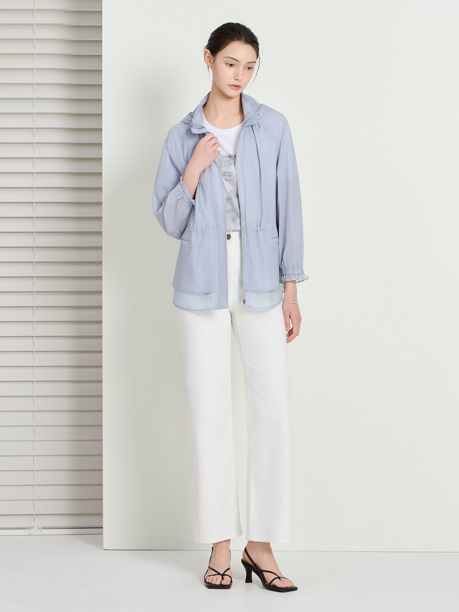 디테쳐블 후드 레이어 점퍼 (LIGHT BLUE)