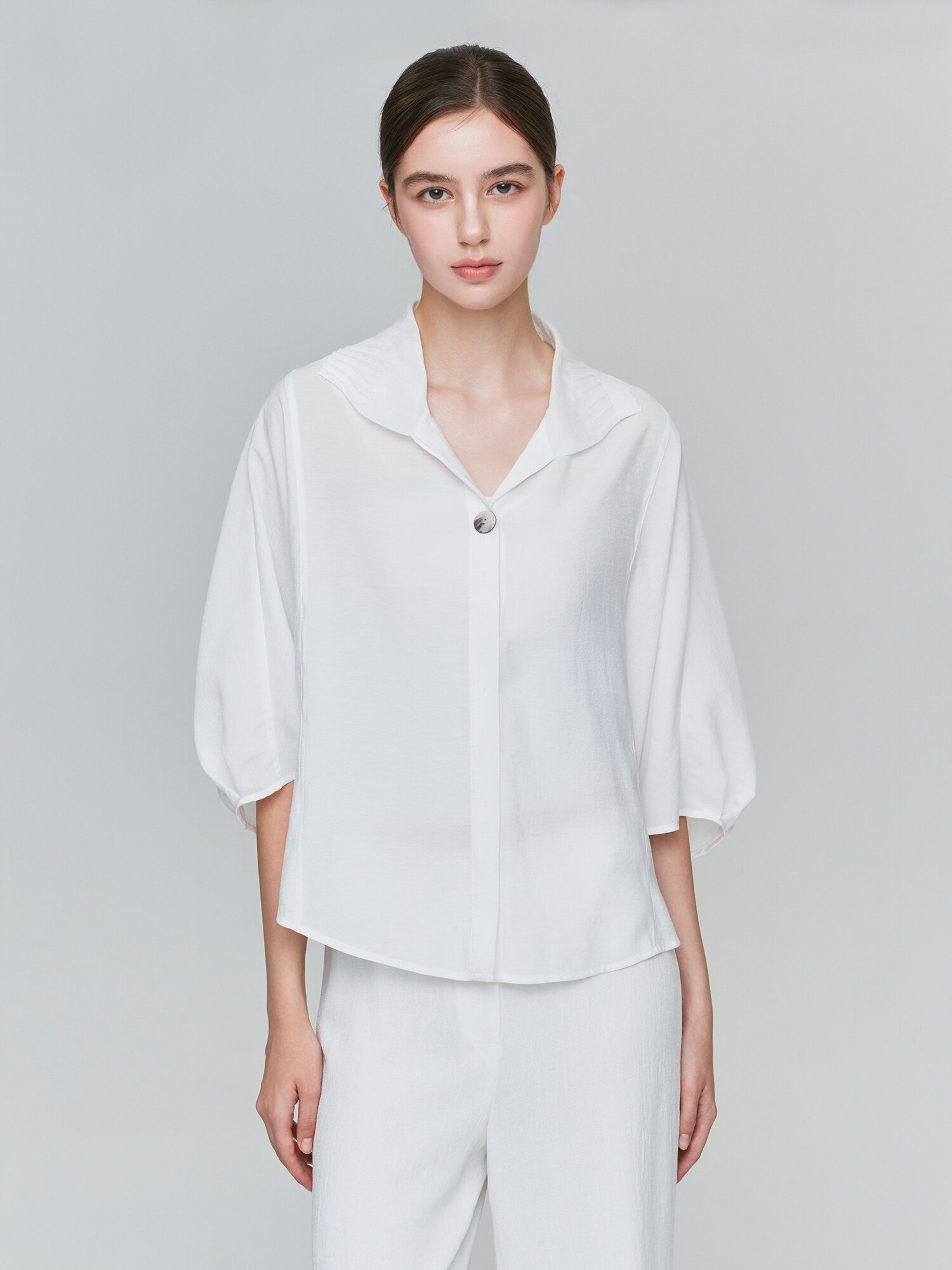 니트 배색 돌먼 슬리브 재킷 (WHITE)