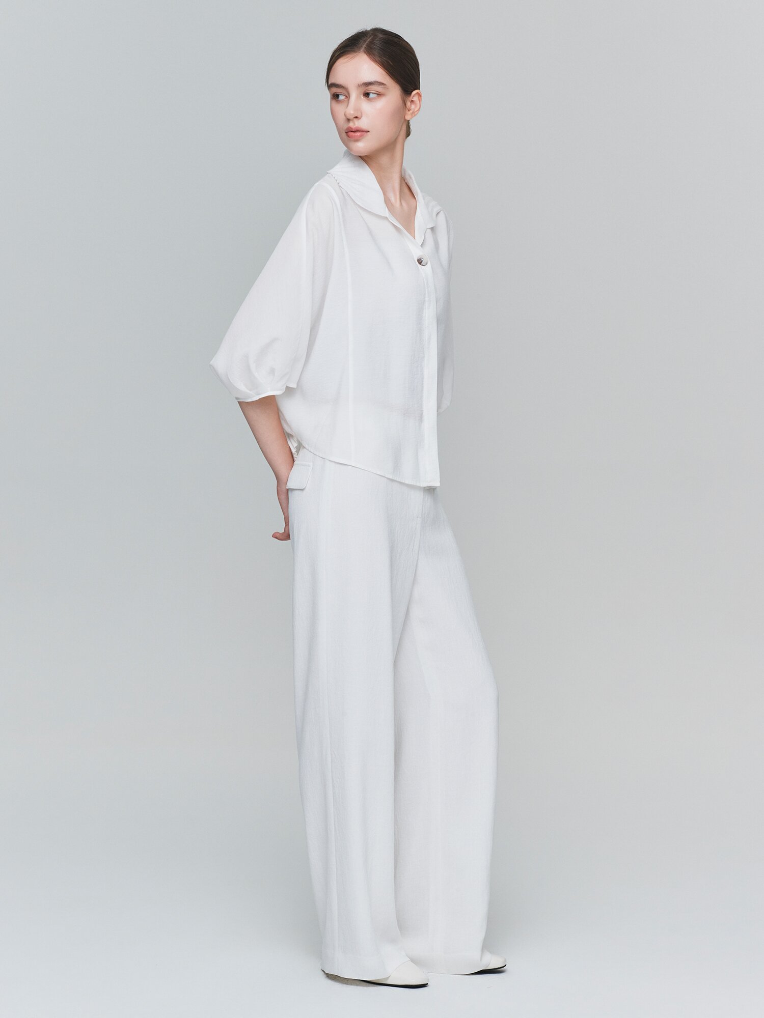 니트 배색 돌먼 슬리브 재킷 (WHITE)