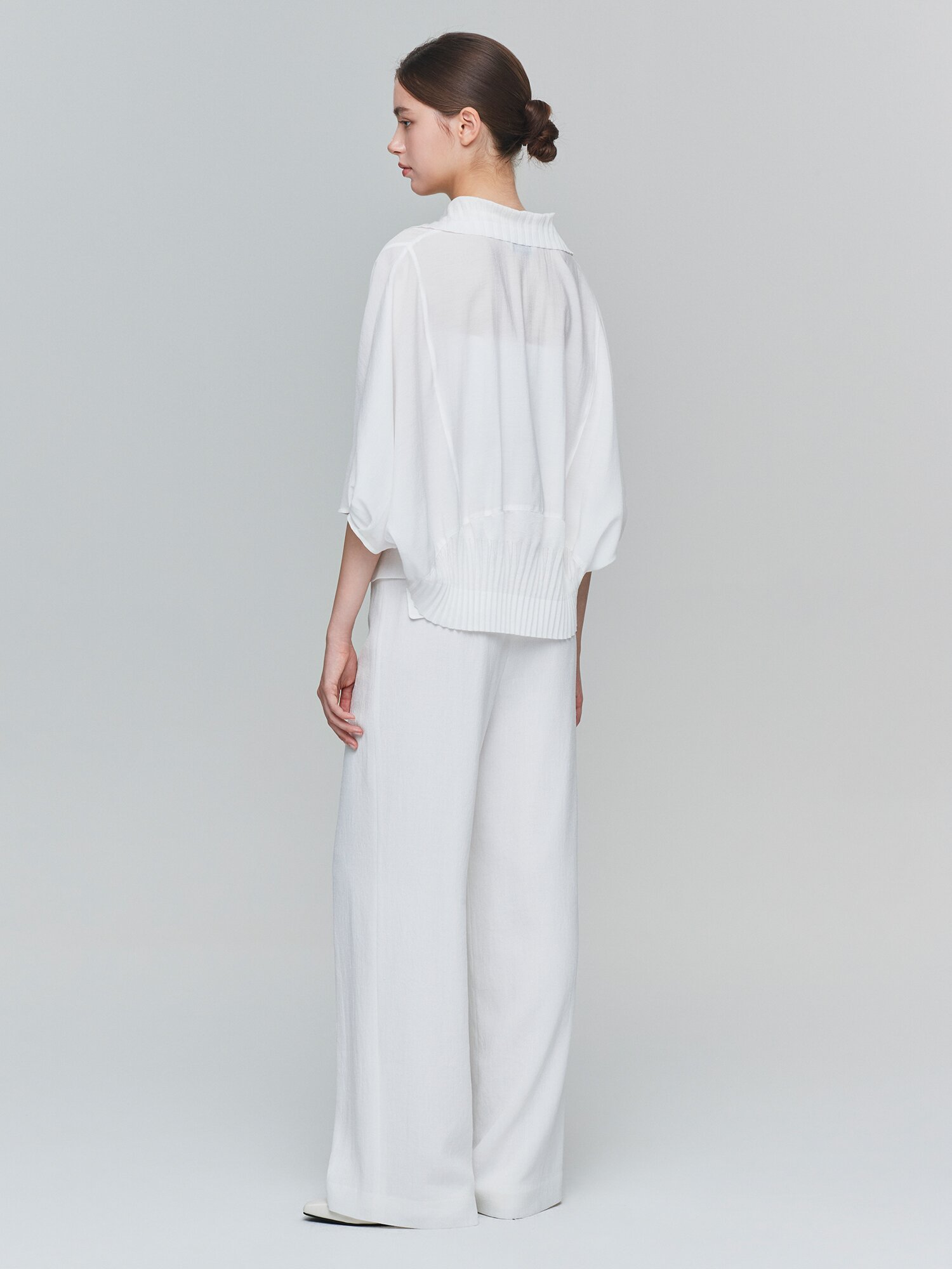 니트 배색 돌먼 슬리브 재킷 (WHITE)