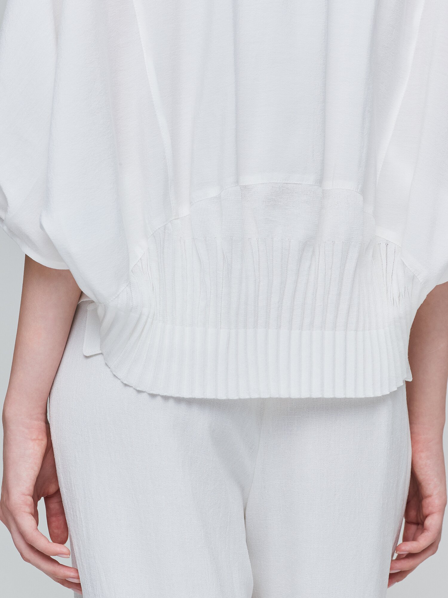 니트 배색 돌먼 슬리브 재킷 (WHITE)