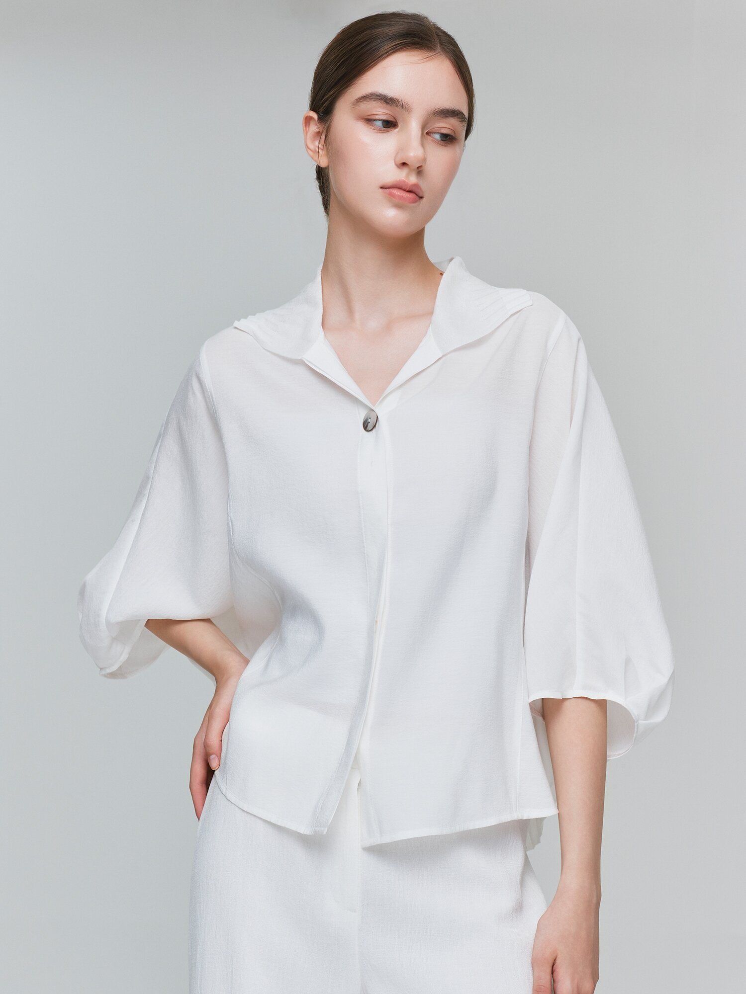 니트 배색 돌먼 슬리브 재킷 (WHITE)