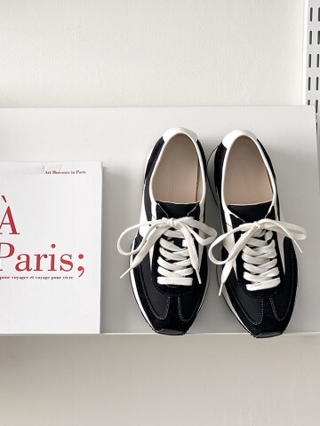 [천연가죽] 배색 콤비 데일리 스니커즈 3cm
