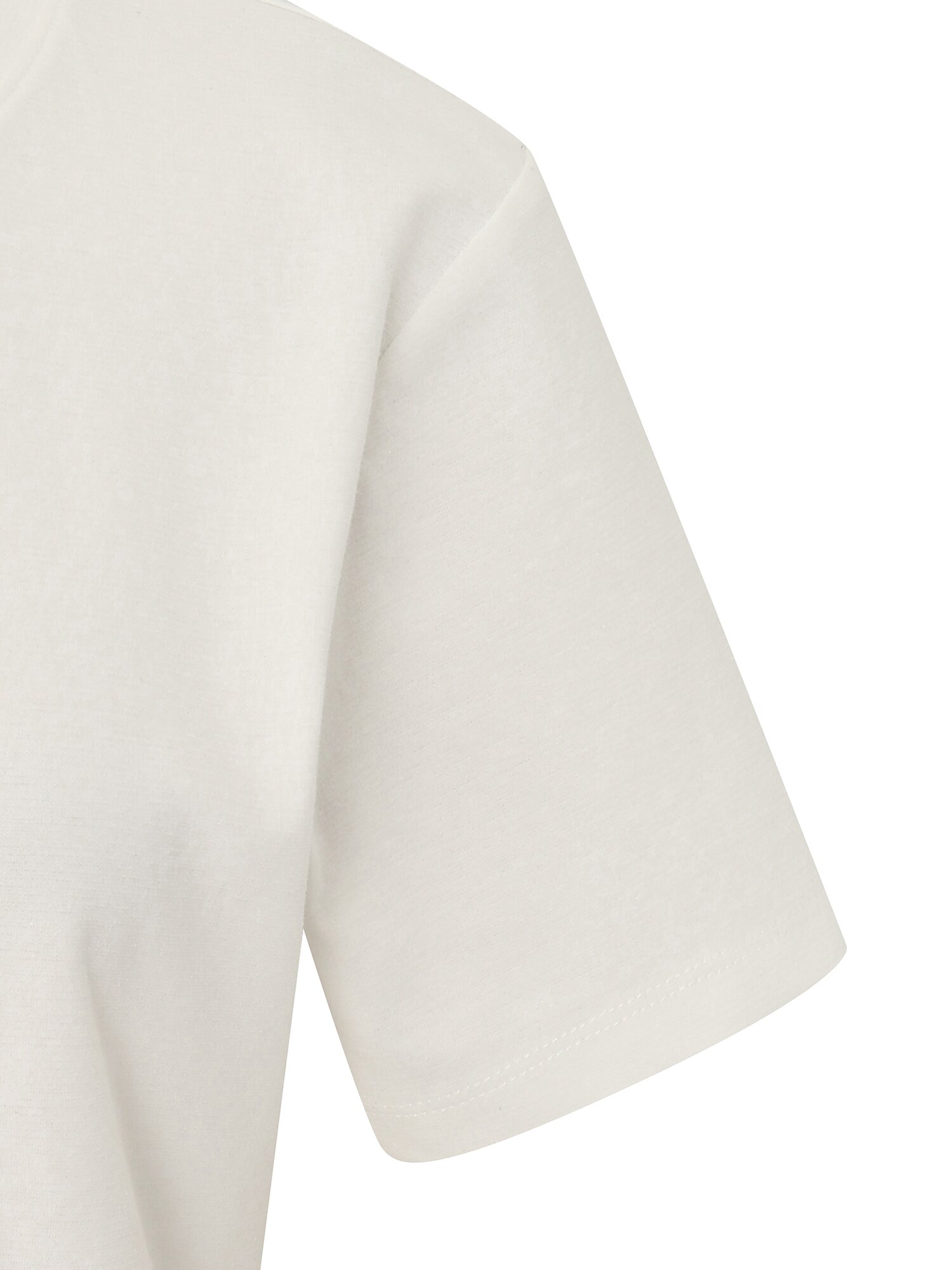 슬림 절개 자수 라운드넥 티셔츠 (WHITE)