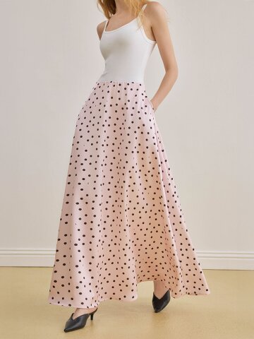 YY_French elegant polka dot long skirt