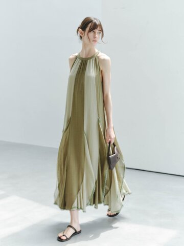 TG_Color-blocked halter neck dress_2color