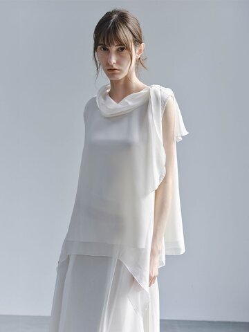 TG_Asymmetric chiffon sleeveless blouse_2color