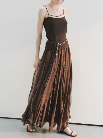 TG_Asymmetric layered maxi skirt_2color