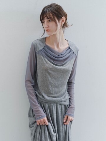 TG_Draped cowl neck long sleeve top_2color