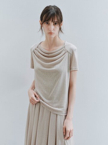TG_Draped cowl neck short sleeve top_2color