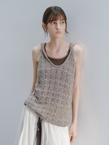 TG_Melange knit sleeveless top