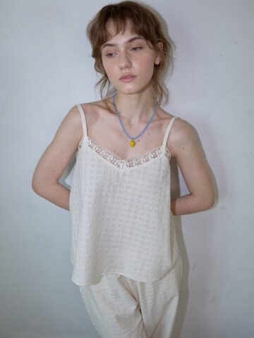 Lace-Trim Jacquard Cami_Ivory