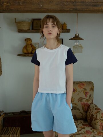 Color-block Short Sleeve Tee_Navy