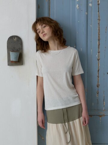 Aroma Jacquard Short Sleeve Top_White