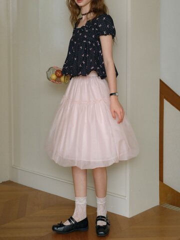 Cest_Volume mesh midi skirt