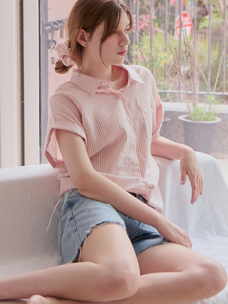 [스크런치 set] Sway stripe shirt_2 Colors