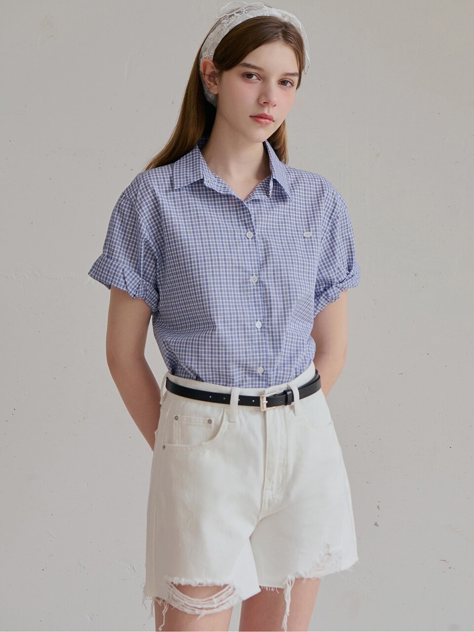 [스크런치 set] Mood linen puff shirt_2 Colors