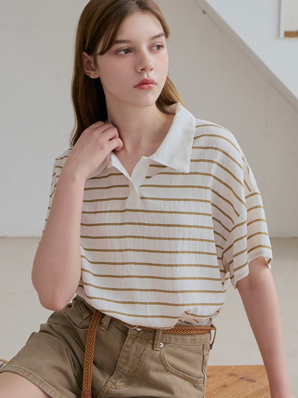 Grove collar stripe tee_2 Colors