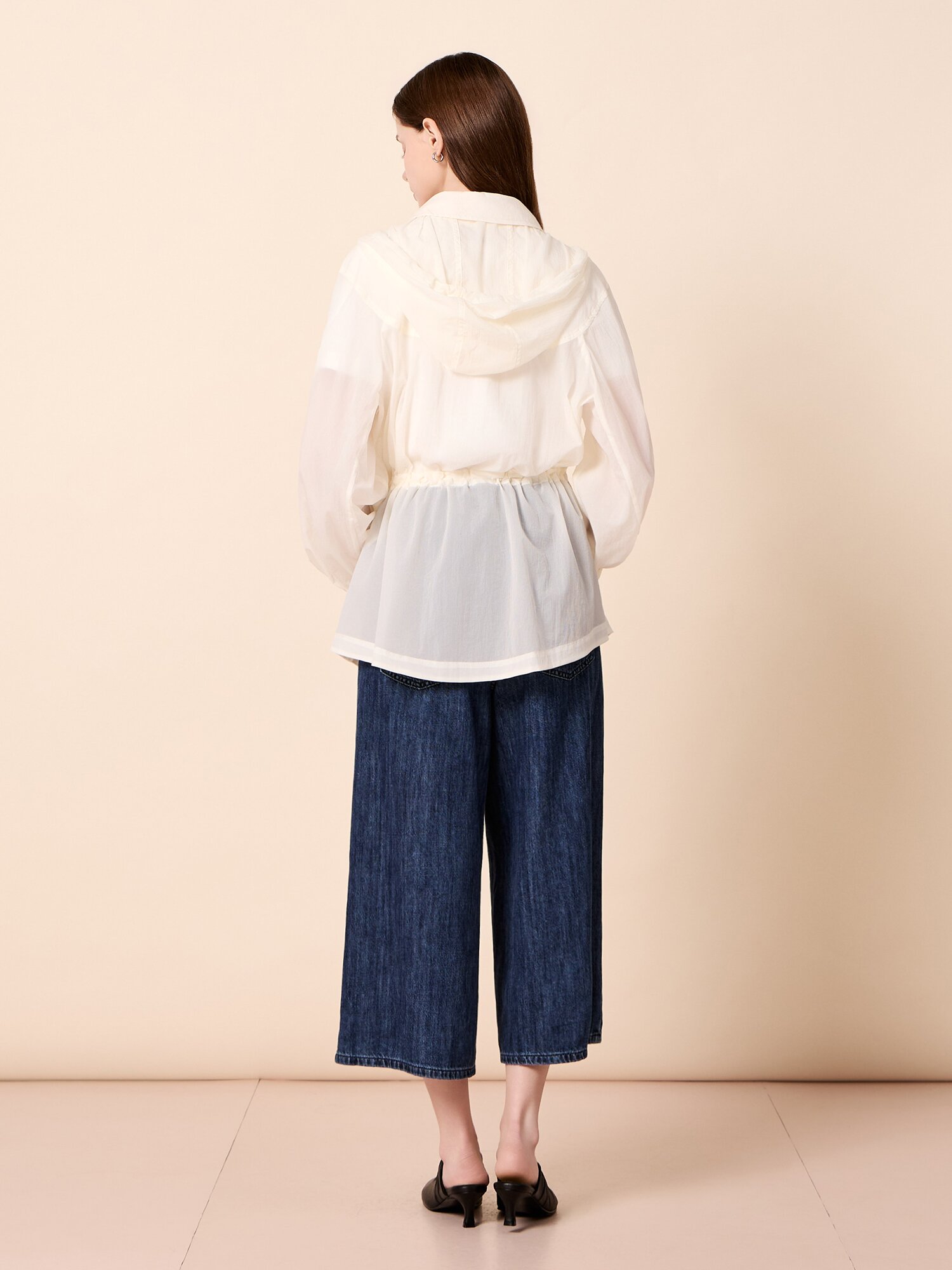 드로우 스트링 후드 자켓 (WHITE)