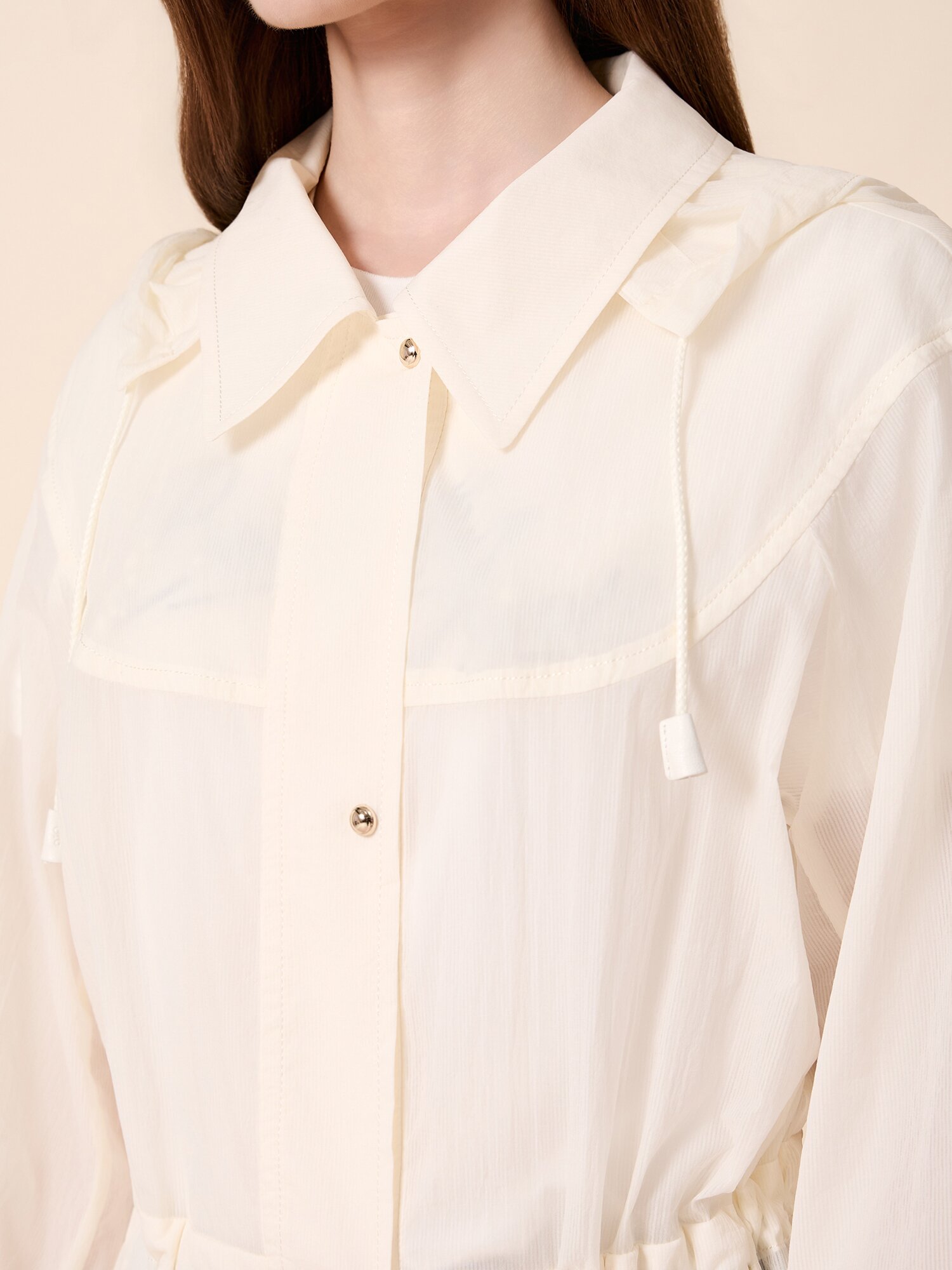 드로우 스트링 후드 자켓 (WHITE)