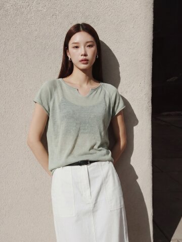 MET airy linen knit sage mint
