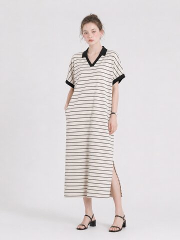 MET cosy stripe dress oatmeal