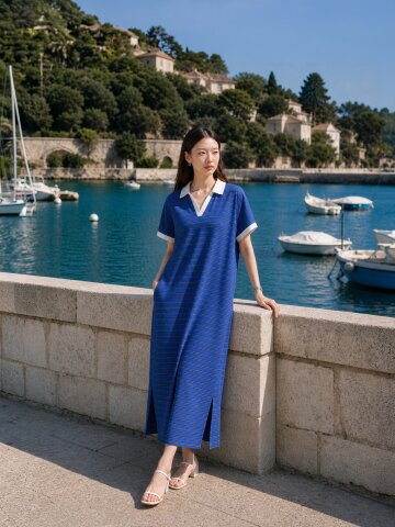 MET cosy stripe dress blue