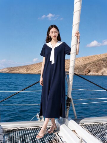 MET sailor collar dress navy
