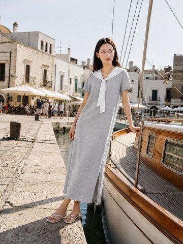 MET sailor collar dress grey
