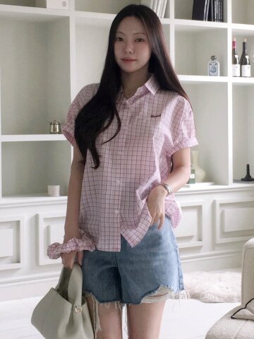 [성경 PICK] [스크런치 set] Ours check shirt_2 Colors