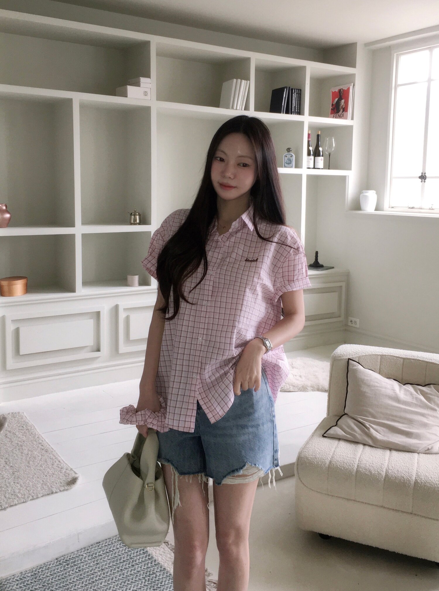 [성경 PICK] [스크런치 set] Ours check shirt_2 Colors