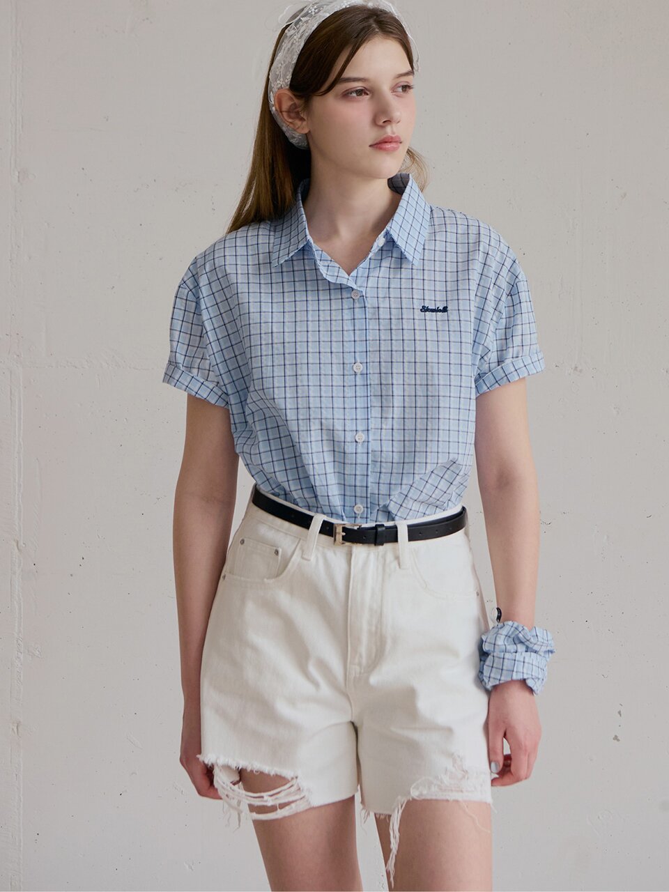 [스크런치 set] Ours check shirt_2 Colors