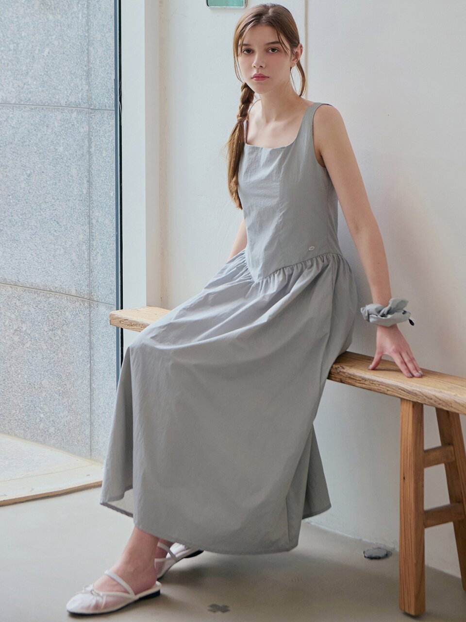 [스크런치 set] Belle sleeveless dress_2 Colors