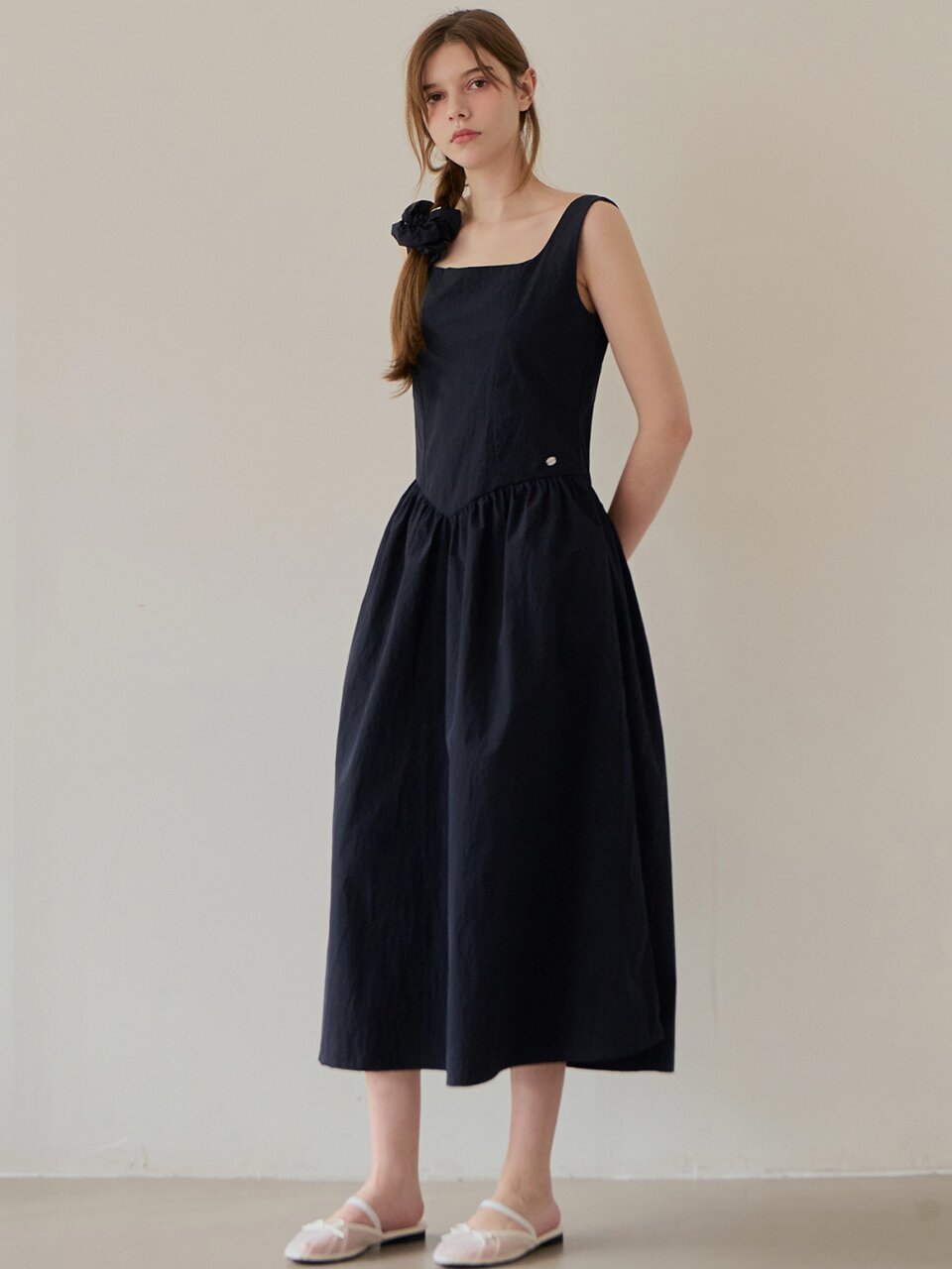 [스크런치 set] Belle sleeveless dress_2 Colors