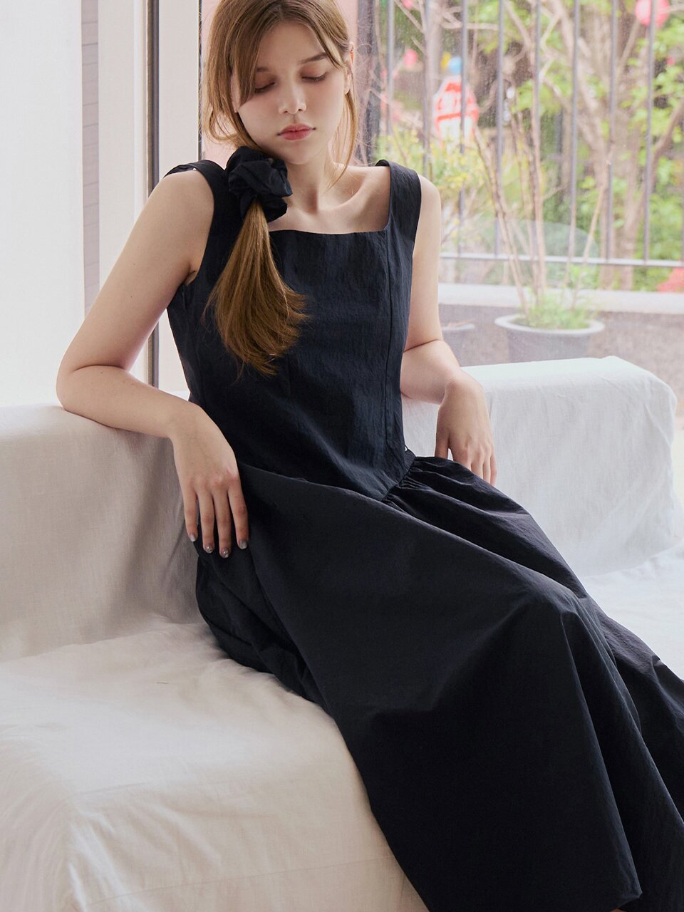 [스크런치 set] Belle sleeveless dress_2 Colors