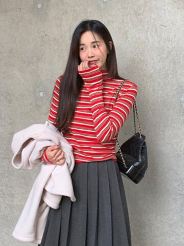 스쿨 스트라이프 폴라 티셔츠_PJTS260413