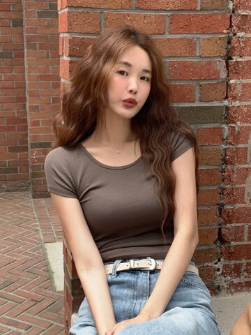 스킨 리브드 반팔 티셔츠_PJTS260414