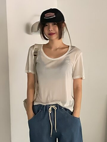 머스크 U넥 반팔 티셔츠_PJTS260502