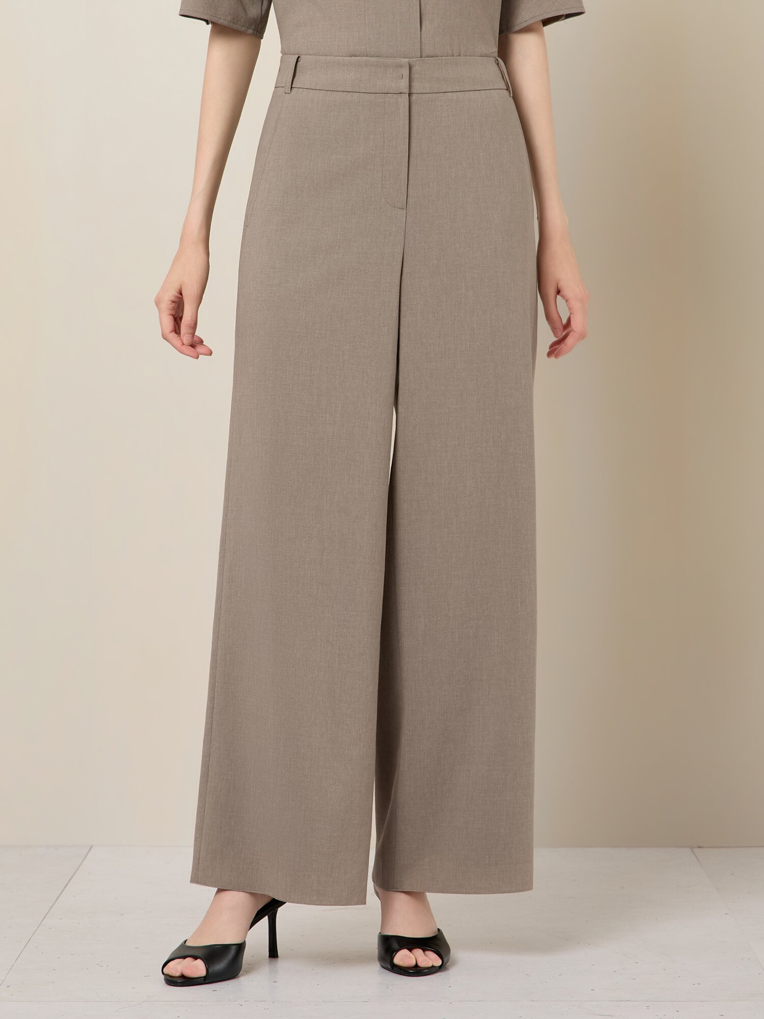 린넨 블렌드 백밴딩 슬랙스 (TAUPE GREY)
