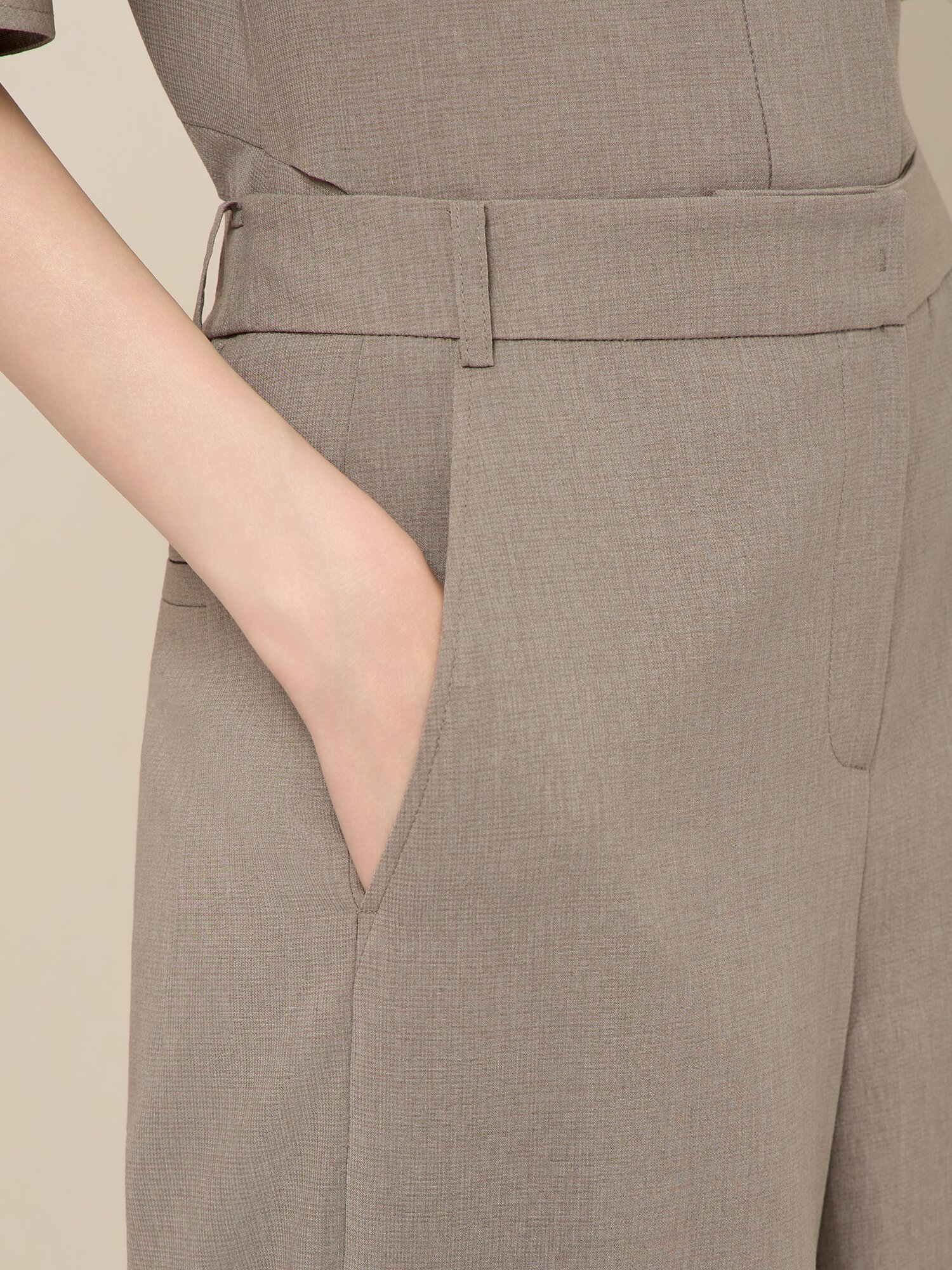 린넨 블렌드 백밴딩 슬랙스 (TAUPE GREY)