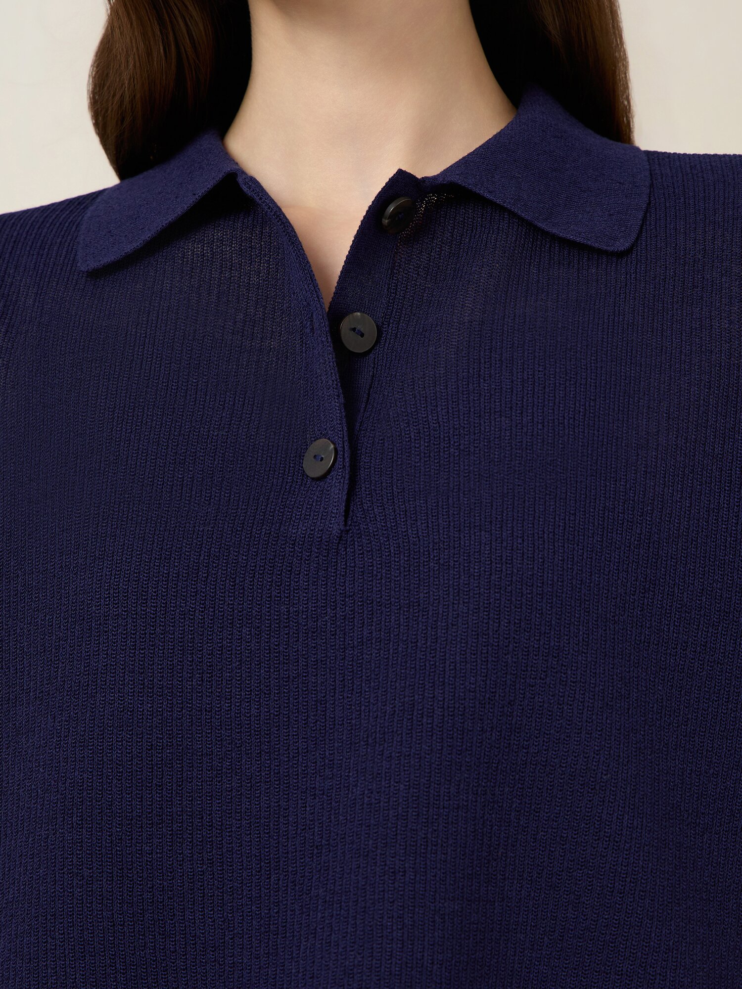 린넨 블렌드 칼라넥 니트 (PURPLE)