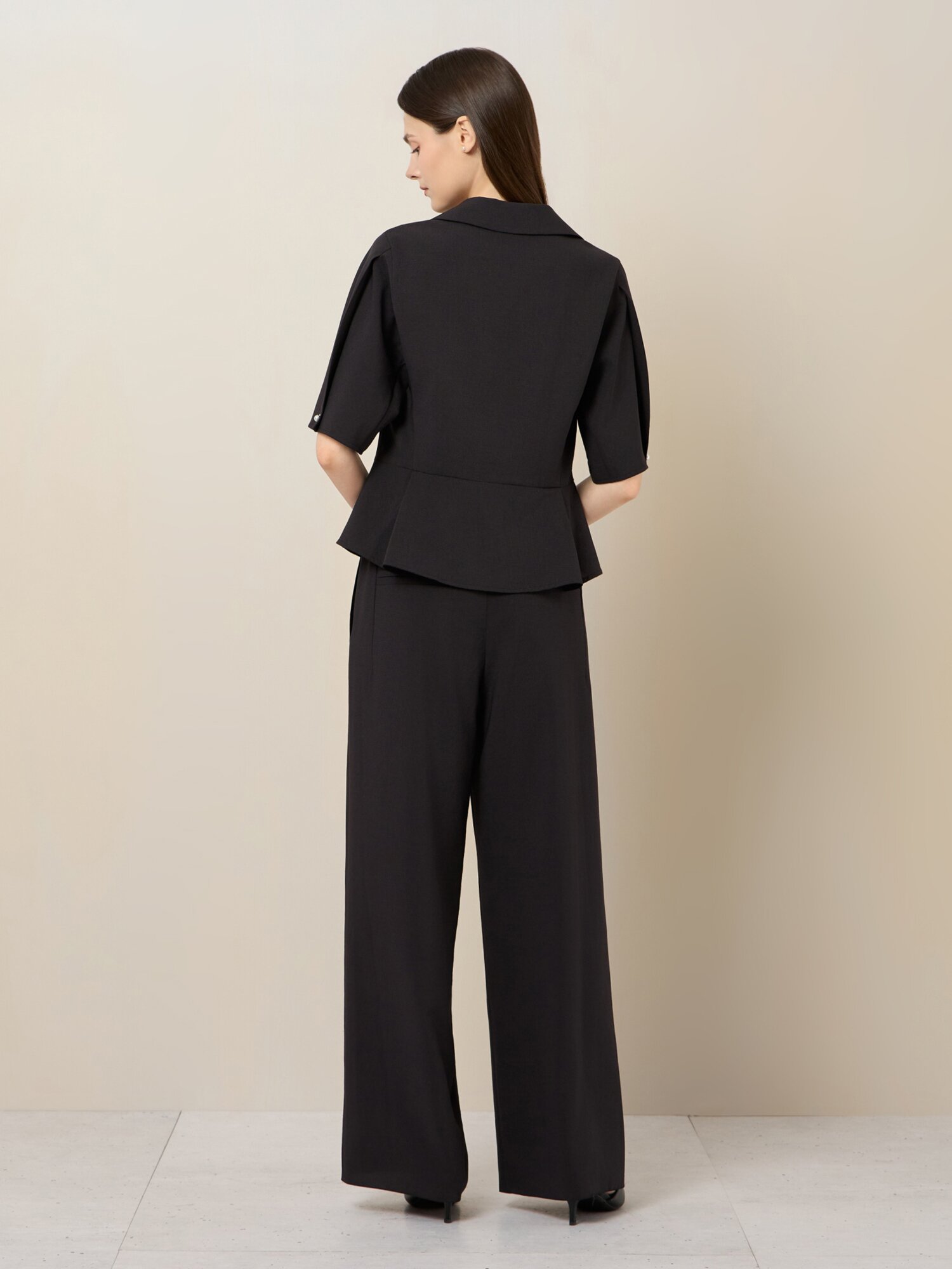 린넨 블렌드 백밴딩 슬랙스 (BLACK)
