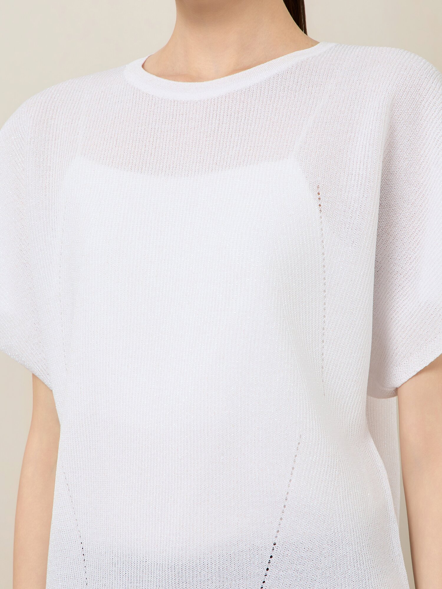 글리터 돌먼 슬리브 니트 탑 (WHITE)