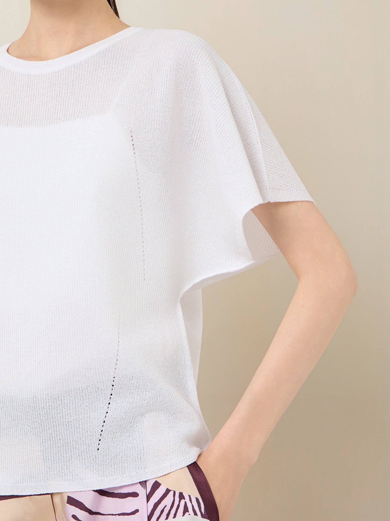 글리터 돌먼 슬리브 니트 탑 (WHITE)