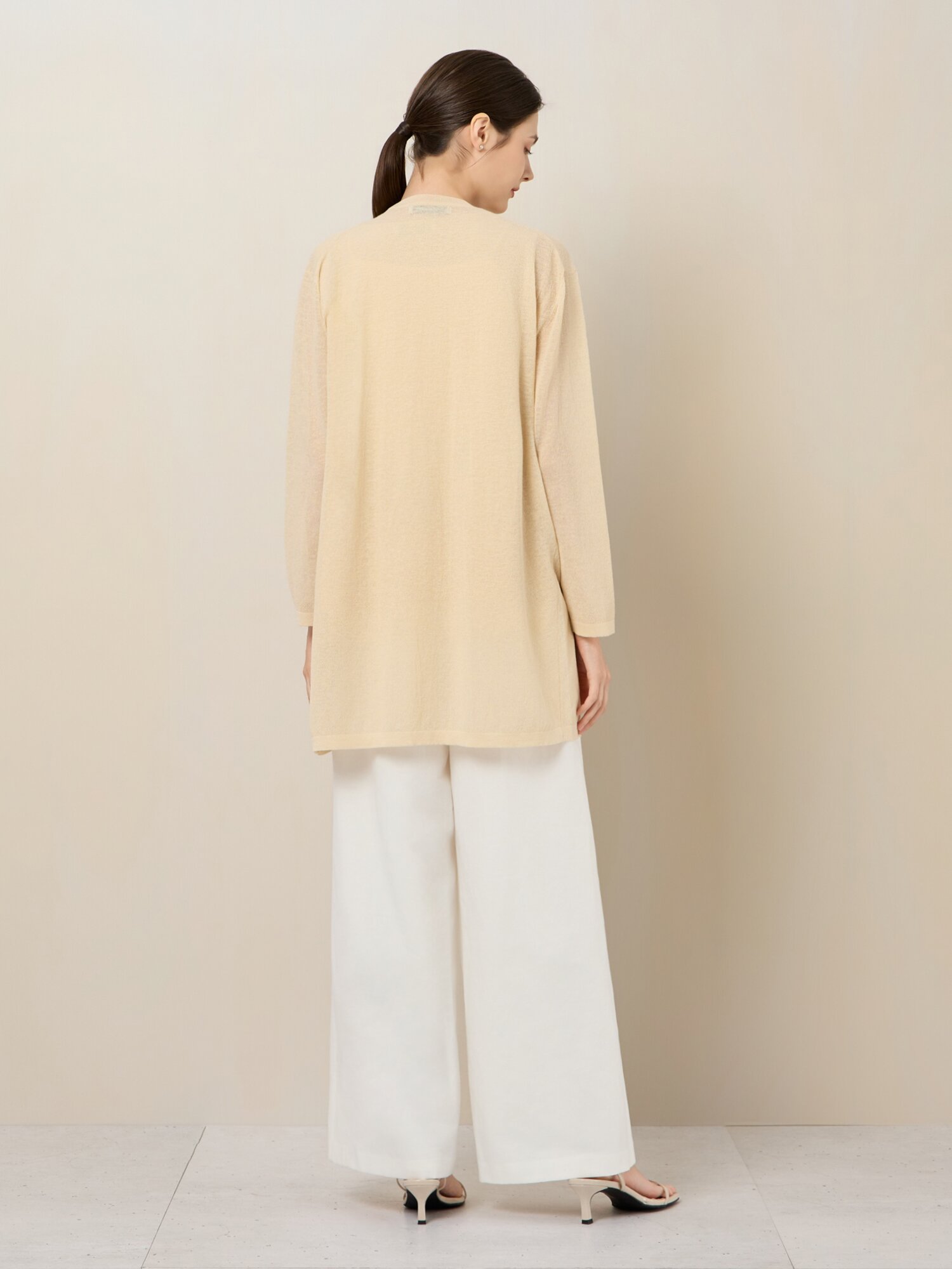 플리츠 오픈 프론트 가디건 (BEIGE)