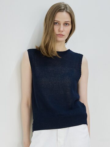 Weave Sleeveless Knit_Navy


